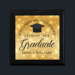Gold Sparkle Graduate Custom Chic 2024 Graduation Gift Box<br><div class="desc">Elegant faux gold sparkle graduation gift box for a high school or college graduate with your custom school name and class in the centre. Personalise this chic,  modern graduation present.</div>