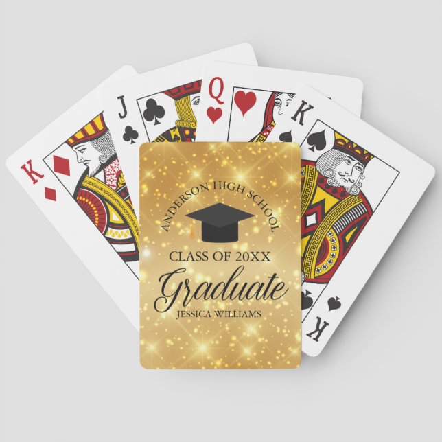 Gold Sparkle Graduate Custom Graduation Gift Playing Cards (Back)