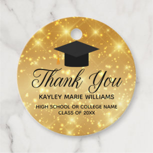 Gold Sparkle Graduate Thank You Graduation Party Favour Tags