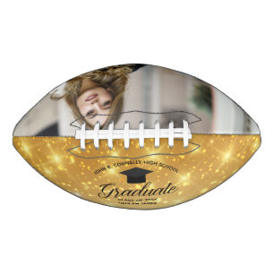 Gold Sparkle Graduation Chic Custom Graduate Photo American Football