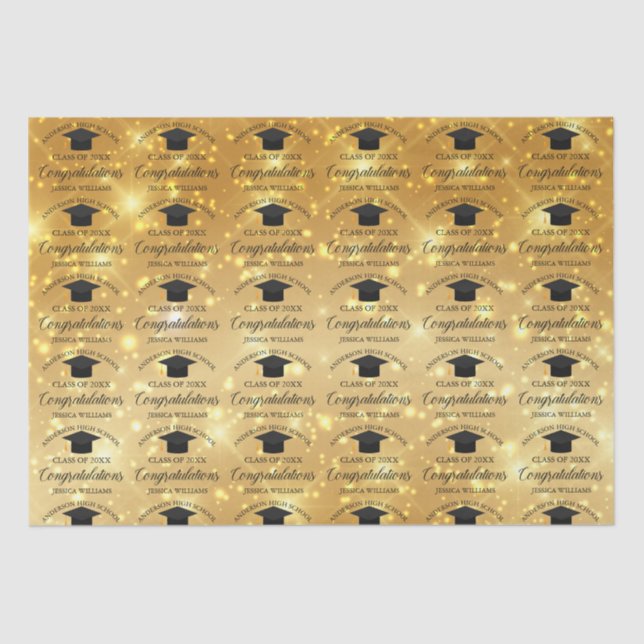 Gold Sparkle Graduation Elegant Custom Graduate Tissue Paper (Front)