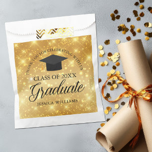 Gold Sparkle Graduation Party Chic Custom Favour Bags