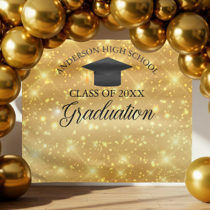 Gold Sparkle Graduation Party Custom Photo Booth Tapestry