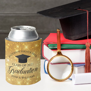 Gold Sparkle Graduation Party Personalised 2025 Can Cooler