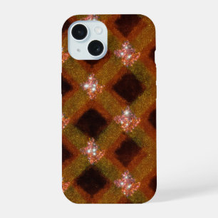 Gold Sparkle Harlequin Lattice iPhone 15 Case