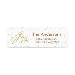Gold Sparkle Joy Christmas Address Labels