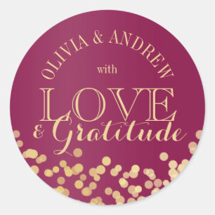 Gold Sparkle Light Love and Gratitude Classic Round Sticker