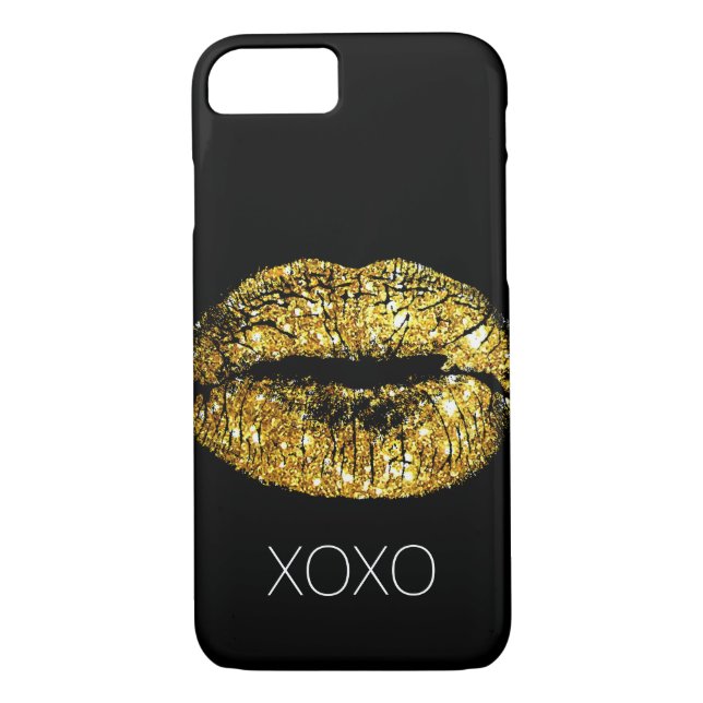 Gold Sparkle Lips Case-Mate iPhone Case (Back)