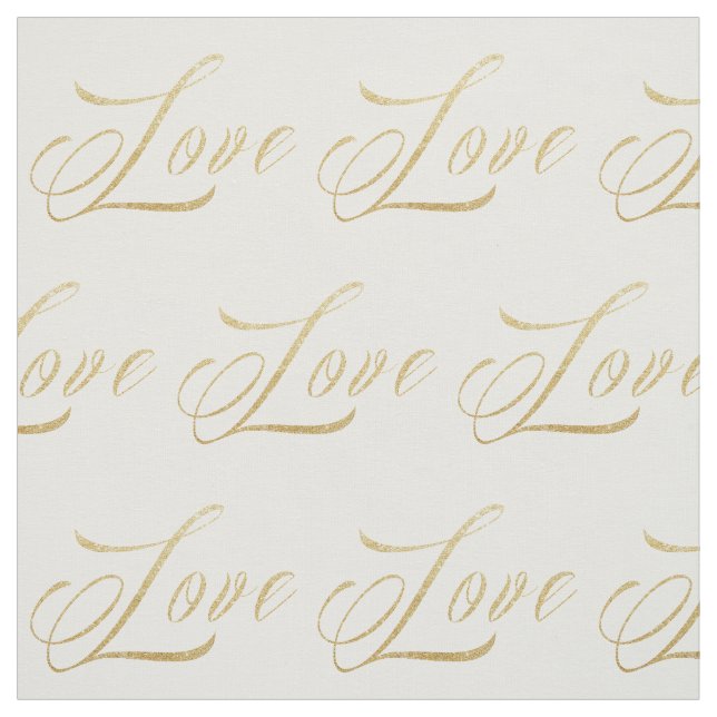 Gold Sparkle Love Fabric (Swatch)
