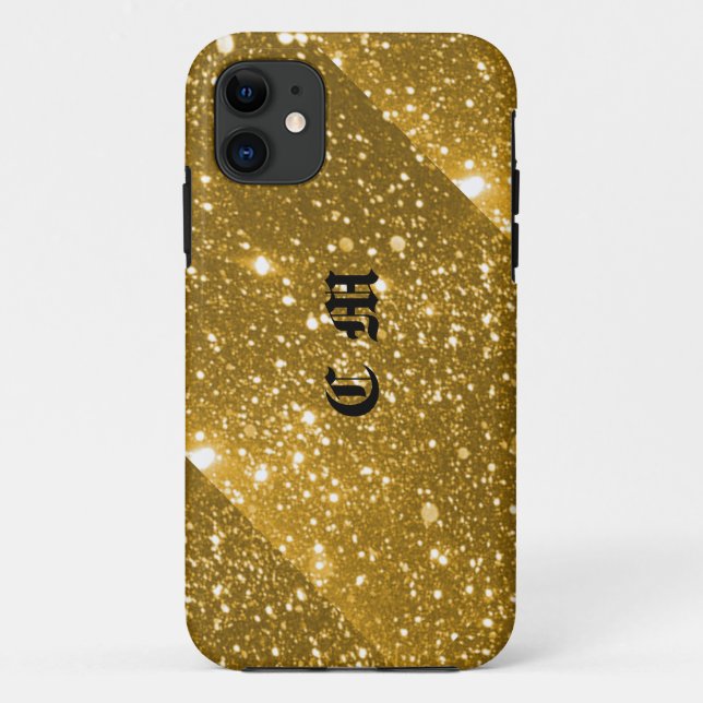 Gold Sparkle Personalised Monogram Phone Case (Back)
