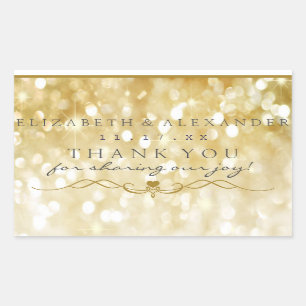 Gold Sparkle Personalised Thank You Wedding Rectangular Sticker