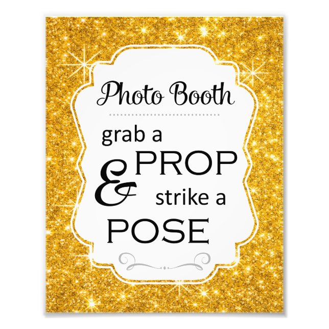 Gold Sparkle Photo Booth Bridal Shower Wedding (Front)