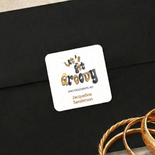 Gold Sparkle Retro Let's Get Groovy 60th Birthday Square Sticker
