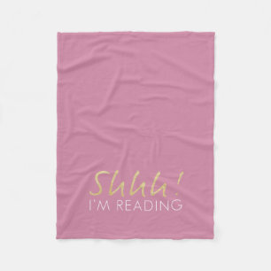 Gold Sparkle Shhh! I'm Reading Fleece Blanket