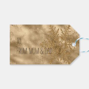 Gold Sparkle Snowflake Glitter   Gift Tags