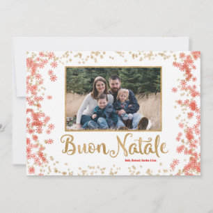 Gold Sparkle Snowflakes Buon Natale Photo Card