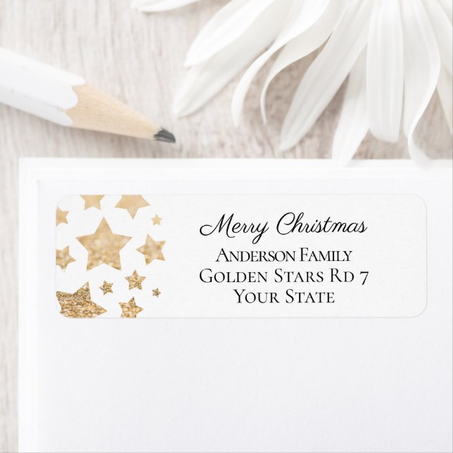 Gold sparkle Star Christmas Holiday white (Insitu)