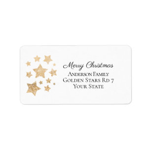 Gold sparkle Star Christmas Holiday white Label