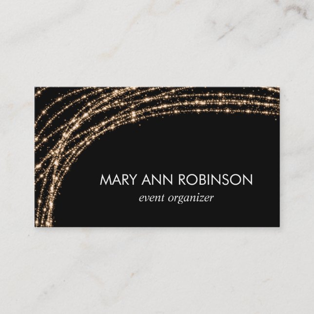 Gold Sparkle String Lights Event Organiser Business Card (Front)