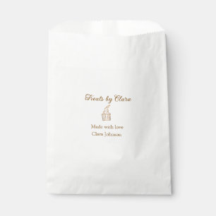 Gold sparkle treats bakery made with love add name favour bags