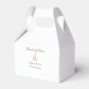 Gold sparkle treats bakery made with love add name favour box