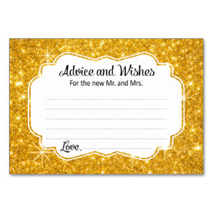 Gold Sparkle Wedding Advice and Wishes Cards