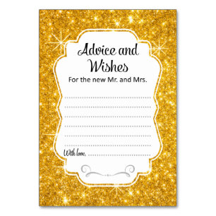 Gold Sparkle Wedding Advice & Wishes Card Vertical