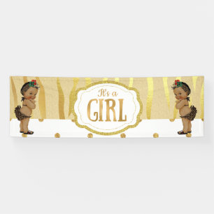 Gold Sparkle Zebra Print Baby Shower Banner