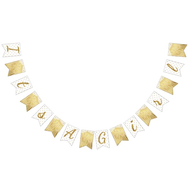 Gold Sparkle Zebra Print Polka Dot Banner Flags (All)