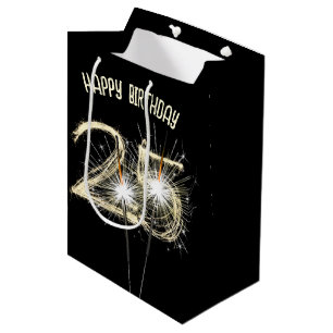 Gold Sparklers for 25th Birthday  Medium Gift Bag