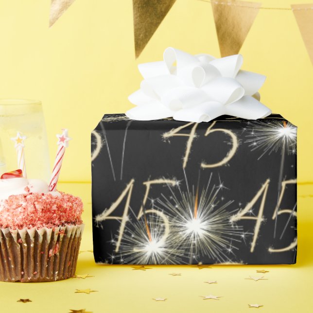 Gold Sparklers for 45th Birthday  Wrapping Paper (Birthday Party)