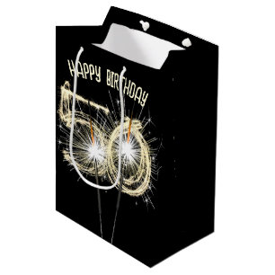 Gold Sparklers for 50th Birthday Medium Gift Bag