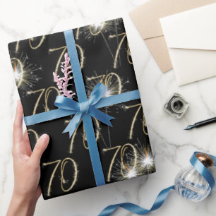 Gold Sparklers for 70th Birthday  Wrapping Paper