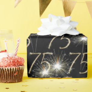 Gold Sparklers for 75th Birthday Wrapping Paper