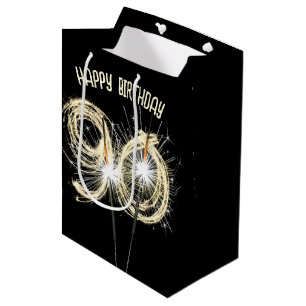 Gold Sparklers for 90th Birthday Medium Gift Bag