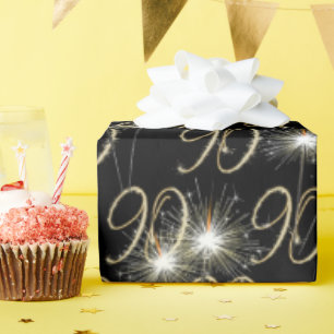 Gold Sparklers for 90th Birthday Wrapping Paper