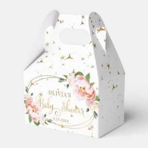 Gold Sparkles Blush Pink Floral Baby Girl Shower Favour Box