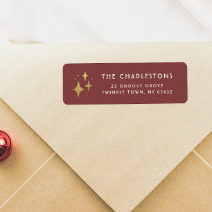 Gold Sparkles & Family Name Red Christmas