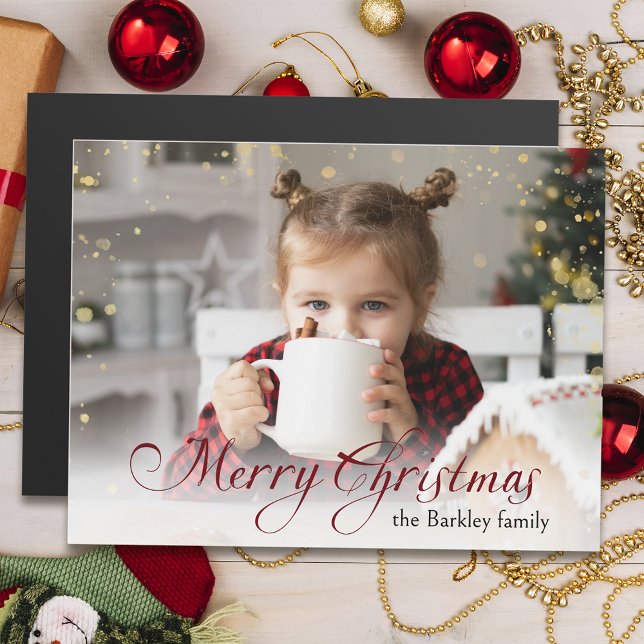Gold Sparkles Merry Christmas Calligraphy Photo (Creator Uploaded)