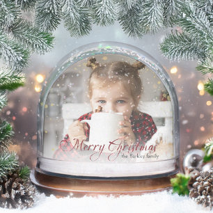 Gold Sparkles Merry Christmas Photo Snow Globe