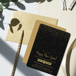 Gold Sparkles New Years Eve Party Invitation