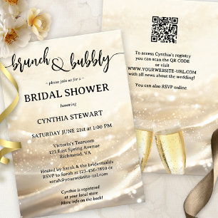 Gold Sparkling Bruch and Bubbly Bridal Shower Invitation
