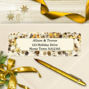 Gold Sparkling Christmas Return Address Label