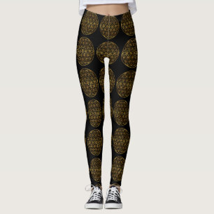 Gold Sparkling Flower of Life Leggings