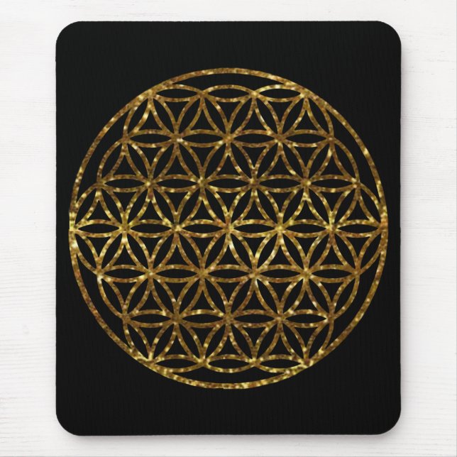 Gold Sparkling Flower of Life | scared geometry    Mouse Mat (Front)