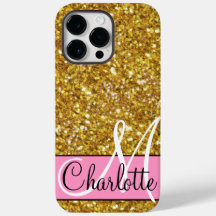 Gold sparkling glitter, orange pink butterflies