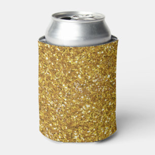 Gold sparkling glitter pattern can cooler