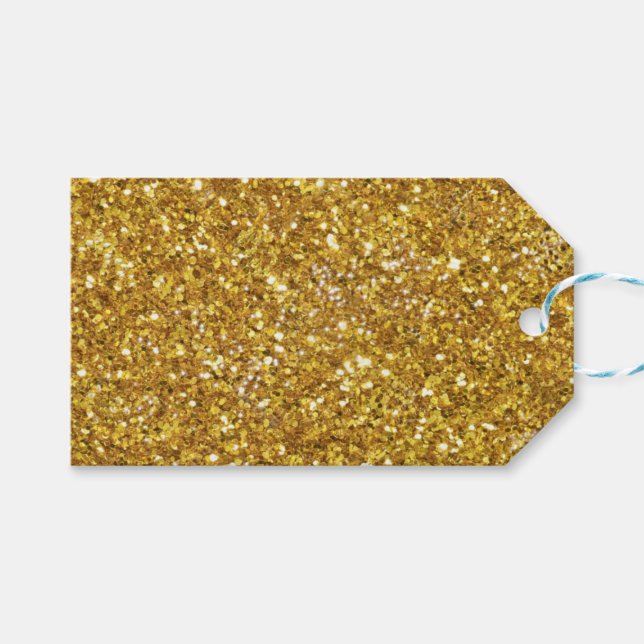 Gold sparkling glitter pattern           gift tags (Front (Horizontal))