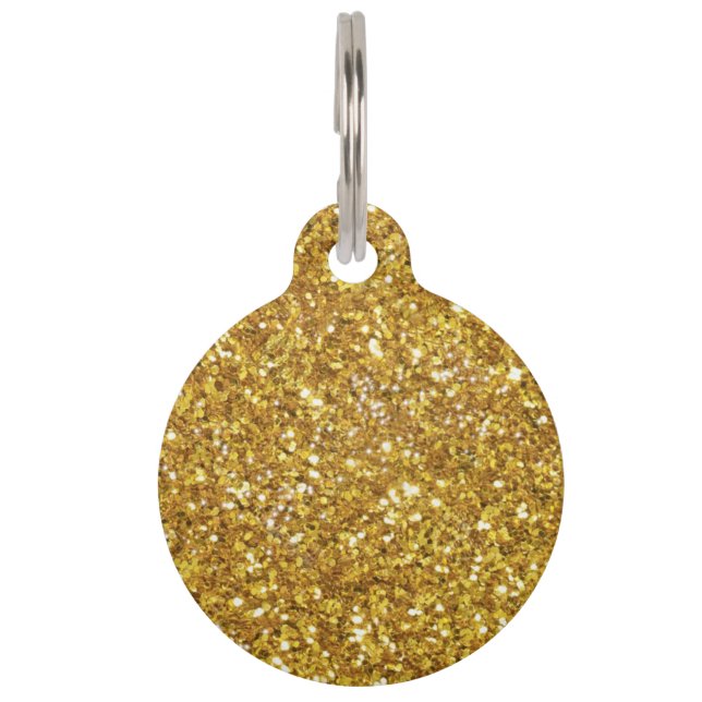 Gold sparkling glitter pattern           pet tag (Front)