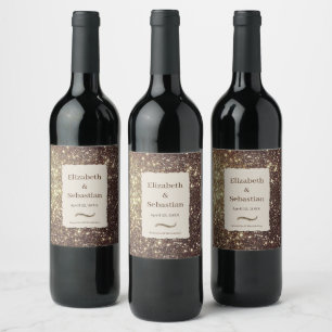 Gold sparkling glitters wine label